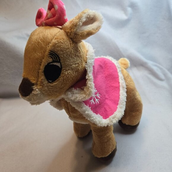 Dan Dee Clarice Reindeer Plush Rudolph‎ Stuffed Animal Girlfriend Pink Bow Cape - Picture 1 of 9